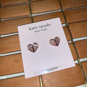 Kate Spade Rose Gold Crystal Heart Stud Earrings
